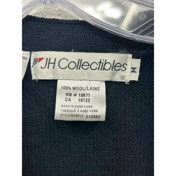 Vintage JH Collectibles 100% Wool Knit Cardigan Sweater Medium Floral Chunky - Picture 4 of 5